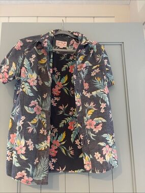 Mens American Eagle Floral Button-Up Shirt - Navy Multi